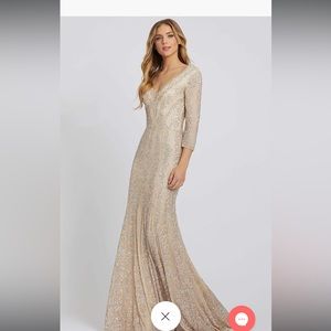 MacDuggal sequin gown in platinum size 8 never worn new with tags!!